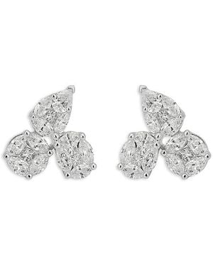 Zydo 18K Diamond Mosaic Three Element Stud Earrings, 1.38 Tcw - White