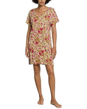 Hanro Sleep & Lounge Cotton V Neck Nightgown - Multicolor