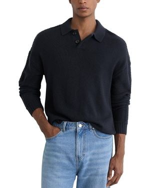 Reiss Half Button Polo Sweater - Blue