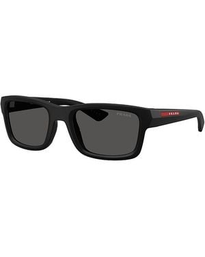 Prada Sport Linea Rossa Ps Rectangular Sunglasses, 54Mm - Black