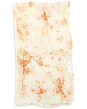 McQueen Floral Silk Chiffon Scarf - White