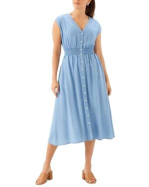 Karen Kane Smocked Waist Midi Dress - Blue