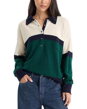 GOOD AMERICAN The Rugby Wool & Cashmere Crewneck Sweater - Green