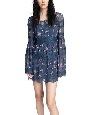 Anna Sui Night Blooming Chiffon Dress - Blue