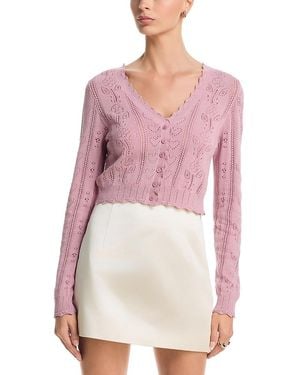 LoveShackFancy Sibella Pointelle Knit Cardigan Sweater - Pink