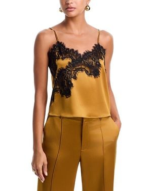 Cinq À Sept Sael Lace Trim Satin Top - Yellow