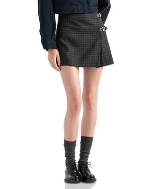 Prada Checked Wool Miniskirt - Black