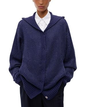 Pinko Seicento Embellished Hooded Cardigan - Blue