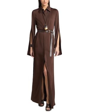 Michael Kors Techno Slit Sleeve Shirtdress - Brown