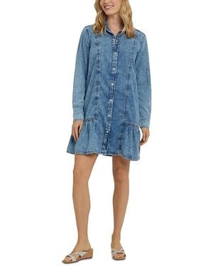 NYDJ Ruffle Hem Denim Shirtdress - Blue