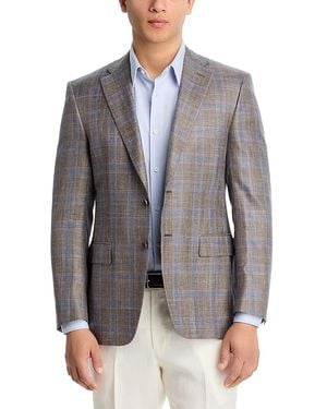 Canali Siena Wool, Silk, & Linen Melange Plaid Regular Fit Sport Coat - Gray
