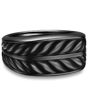 David Yurman Chevron Three Sided Signet Ring - Black