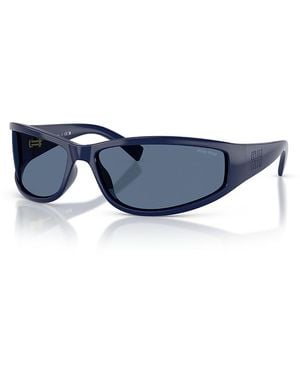 Miu Miu Wraparound Sunglasses, 69Mm - Blue