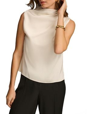 Donna Karan Donna Karan Draped High Neck Sleeveless Top - White