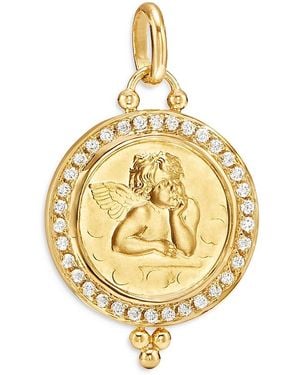 Temple St. Clair 18K 16Mm Angel Pendant With Diamond Pave - Metallic