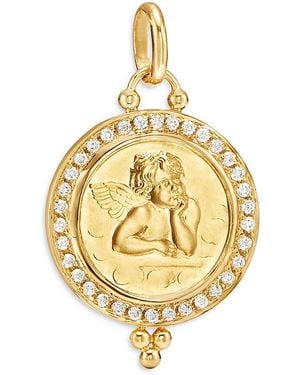 Temple St. Clair 18K 16Mm Angel Pendant With Diamond Pave - Metallic