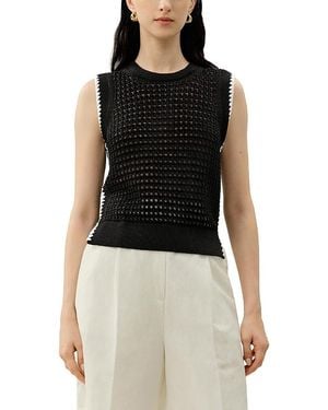 LILYSILK Toscana Pointelle Embroidered Vest - Black