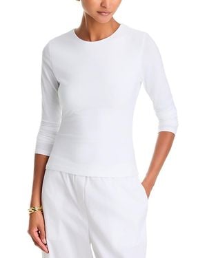 Aqua Crewneck Long Sleeve Matte Jersey Top - White