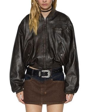 Ksubi Alpha Leather Bomber Jacket - Black