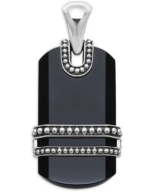 Lagos Sterling Anthem Onyx Dog Tag Amulet Pendant - Black