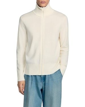 Sandro Zip Front Wool Cardigan - White