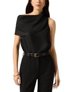 Argent Silk Funnel Neck Top - Black