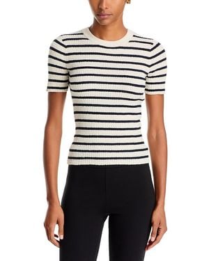 FRAME The Striped Cotton Blend Tee - White