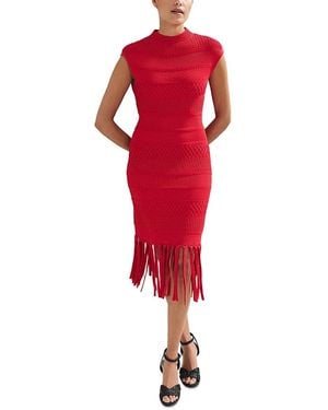 Phase Eight Tazmin Tassel Knit Dress - Red
