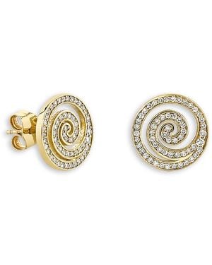 Sydney Evan 14K Diamond Swirl Stud Earrings - Metallic