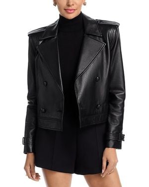L'Agence Xoey Cropped Leather Trench - Black