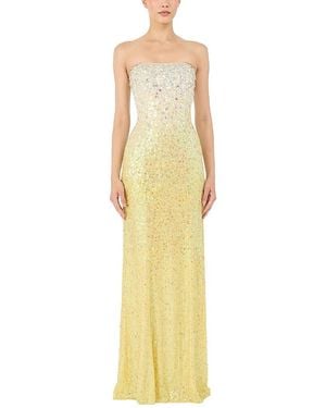Jenny Packham Marle Saint Sequin Embellished Strapless Maxi Dress - Yellow