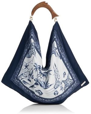 FARM Rio Satin Scarf Medium Bag - Blue