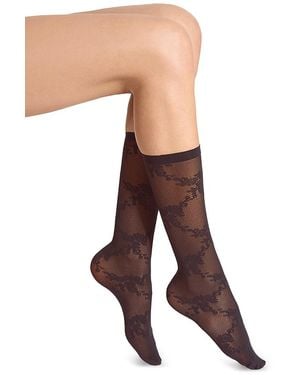 Wolford Floral Lace Socks - Brown