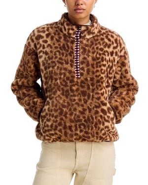 Xirena Ridge Printed Mocked Neck Pullover Jacket - Brown