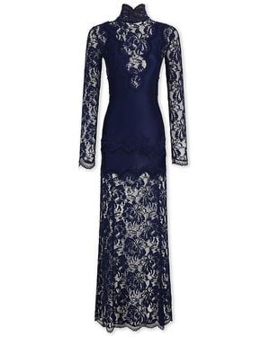 Rabanne Lace Long Sleeve Maxi Dress - Blue