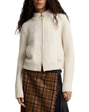 Barbour Hazelwood Knitted Sherpa Fleece Bomber Jacket - Natural