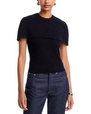 Jonathan Simkhai Yuki Cashmere Short Sleeve Cape Top - Black