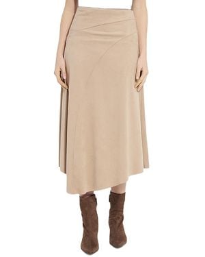 Lyssé Azalea Faux Suede Asymmetric Hem Skirt - Natural