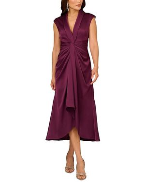 Aidan Mattox Crepe Back Satin Midi Dress - Red