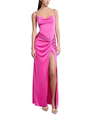 BCBGMAXAZRIA Cowl Neck Draped Gown With Twist - Pink