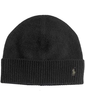 Polo Ralph Lauren Signature Cashmere Blend Cuff Hat - Black