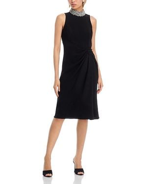 Teri Jon Mock Neck Sarong Dress - Black