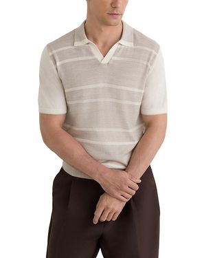 Reiss Miles Short Sleeve Merino Wool Sweater Polo - Gray