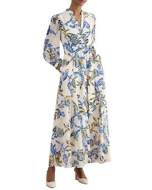 Hobbs Petites Shanice Floral Tie Waist Shirt Dress - Blue