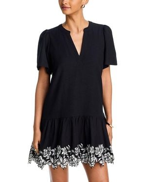 Aqua Embroidered Scallop Trim Dress in Natural | Lyst