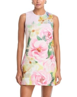 Aqua Placed Floral Shift Mini Dress - Pink