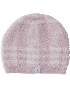 Barefoot Dreams Cozychic Lite Plaid Beanie - Purple