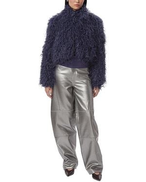 Apparis Ginette Mongolian Faux Fur Jacket - Blue