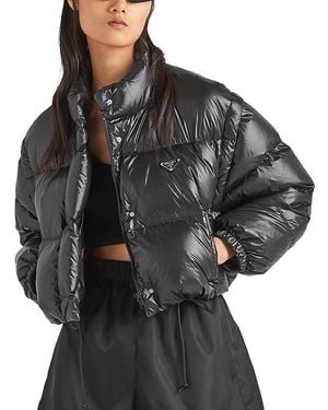 Prada Re-Nylon Cropped Convertible Down Jacket - Black