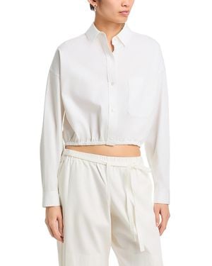 ATM Cinched Hem Cropped Shirt - White